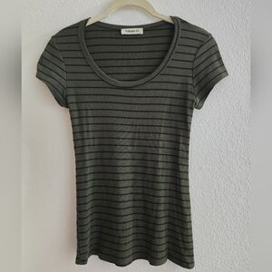 Ginger G | boutique olive green striped tee